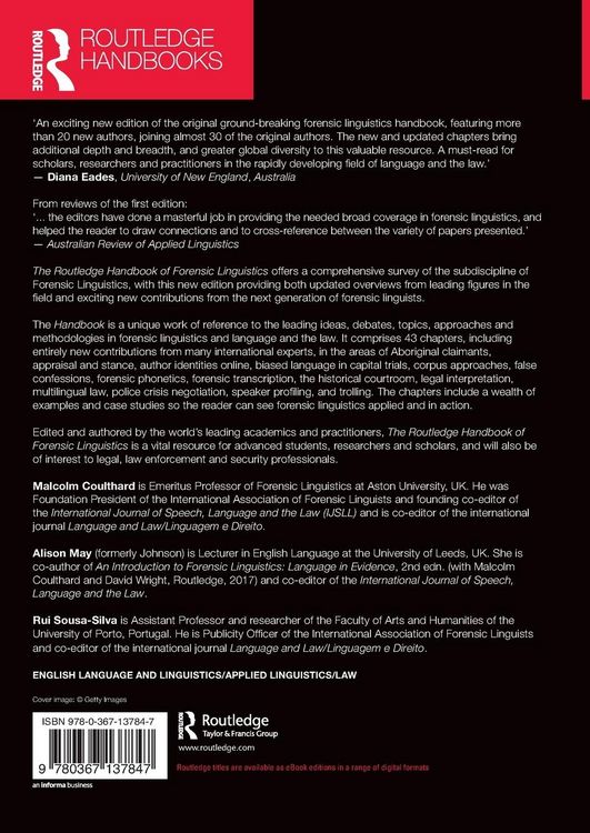 Produktbild: The Routledge Handbook of Forensic Linguistics