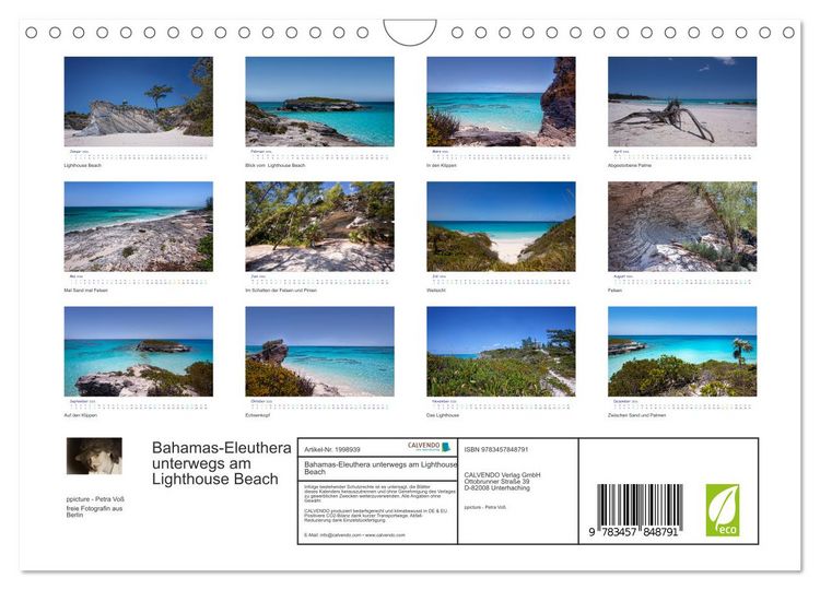 Produktbild: Bahamas-Eleuthera unterwegs am Lighthouse Beach (Wandkalender 2026 DIN A4 quer), CALVENDO Monatskalender