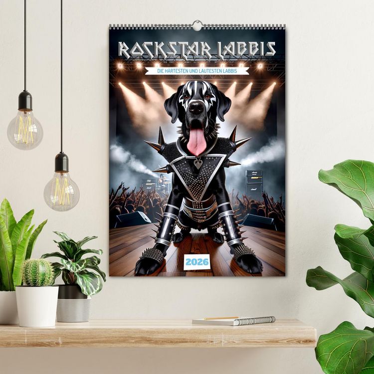 Produktbild: Rockstar Labbi (Wandkalender 2026 DIN A2 hoch), CALVENDO Monatskalender