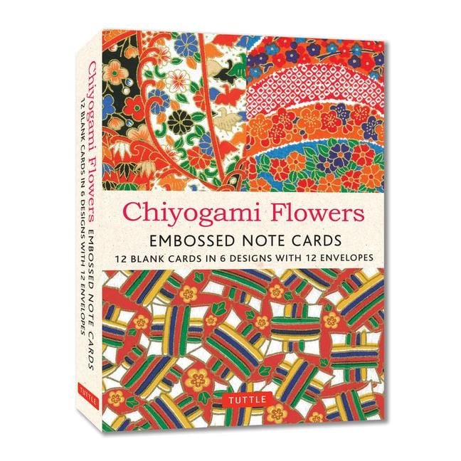 Produktbild: Chiyogami Flowers Embossed Note Cards - 12 Cards