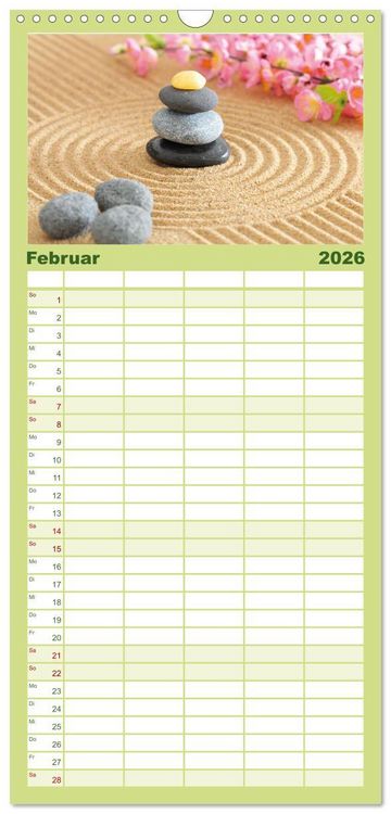 Produktbild: Familienplaner 2026 - Natur-Meditationen &ndash; Nimm Dir Zeit mit 5 Spalten (Wandkalender, 21 x 45 cm) CALVENDO