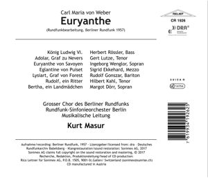 Produktbild: Euryanthe (Rundfunkbearbeitung,1957)