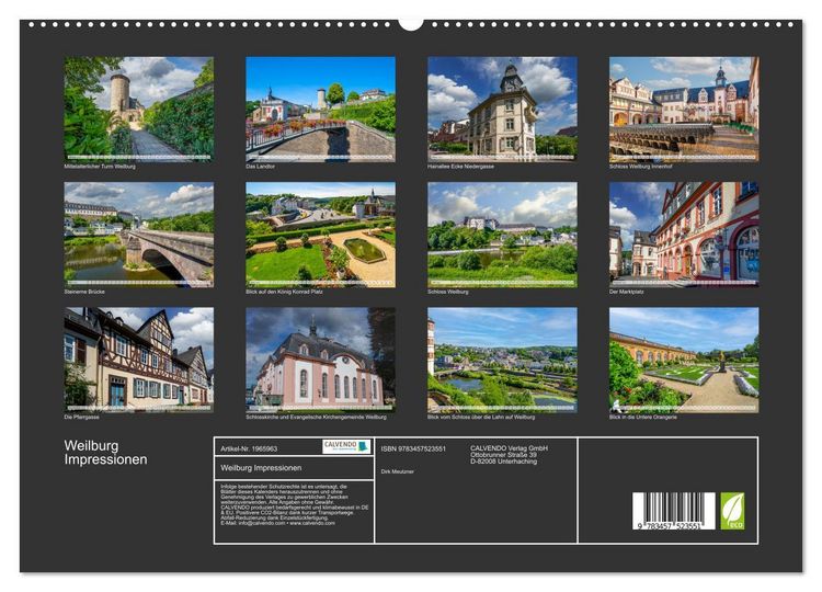 Produktbild: Weilburg Impressionen (hochwertiger Premium Wandkalender 2026 DIN A2 quer), Kunstdruck in Hochglanz