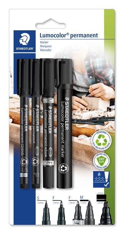 Produktbild: STAEDTLER Permanent Marker Lumocolor schwarz 4er Set