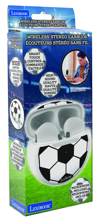 Produktbild: Fu&szlig;ball-Bluetooth-Kopfh&ouml;rer mit Ladecase
