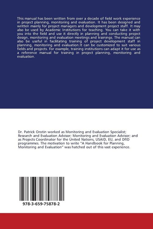 Produktbild: A Handbook for Planning, Monitoring and Evaluation
