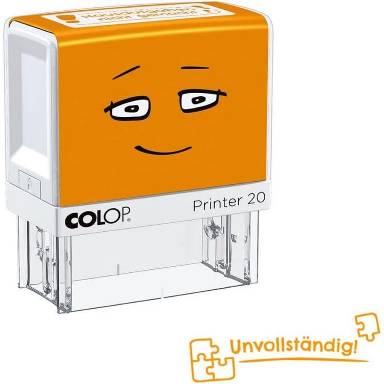 Produktbild: COLOP NIO School Motivations-Stempel, unvollst&auml;ndig, Abdruckfarbe shiny orange, 38 x 14mm