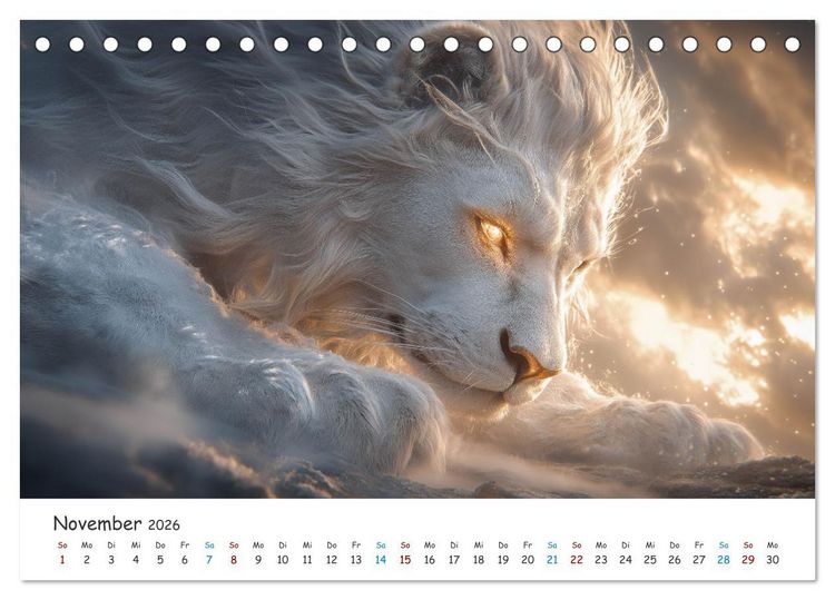Produktbild: Die St&auml;rke der L&ouml;wenw&auml;chter (Tischkalender 2026 DIN A5 quer), CALVENDO Monatskalender