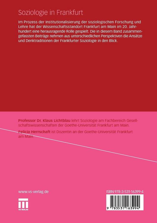 Produktbild: Soziologie in Frankfurt