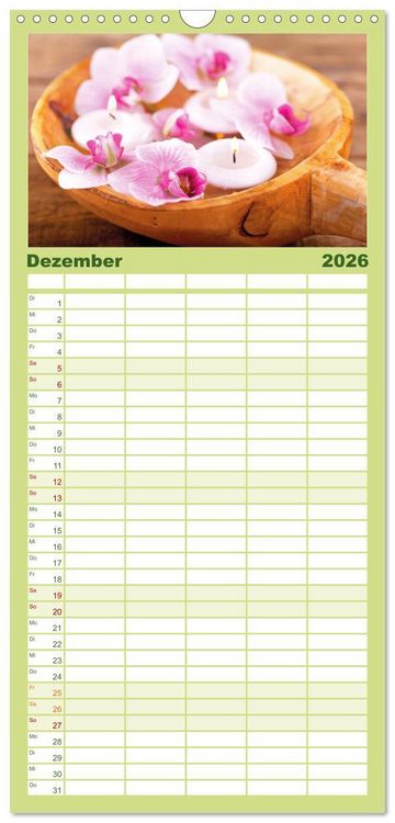 Produktbild: Familienplaner 2026 - Natur-Meditationen &ndash; Nimm Dir Zeit mit 5 Spalten (Wandkalender, 21 x 45 cm) CALVENDO