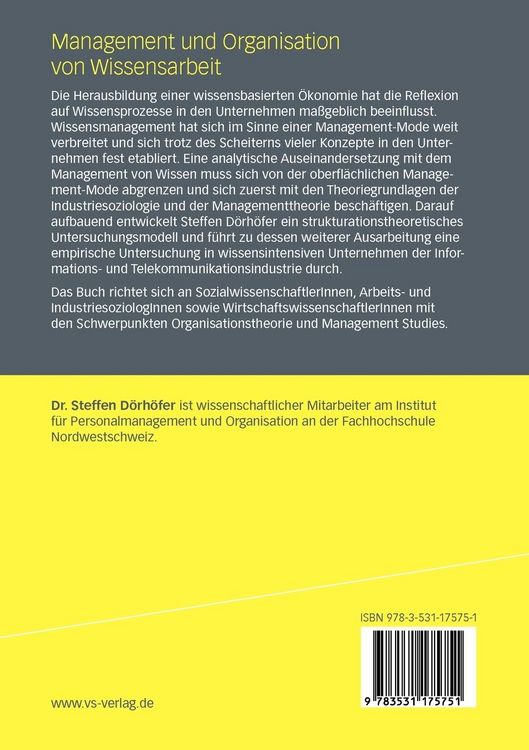 Produktbild: Management und Organisation von Wissensarbeit