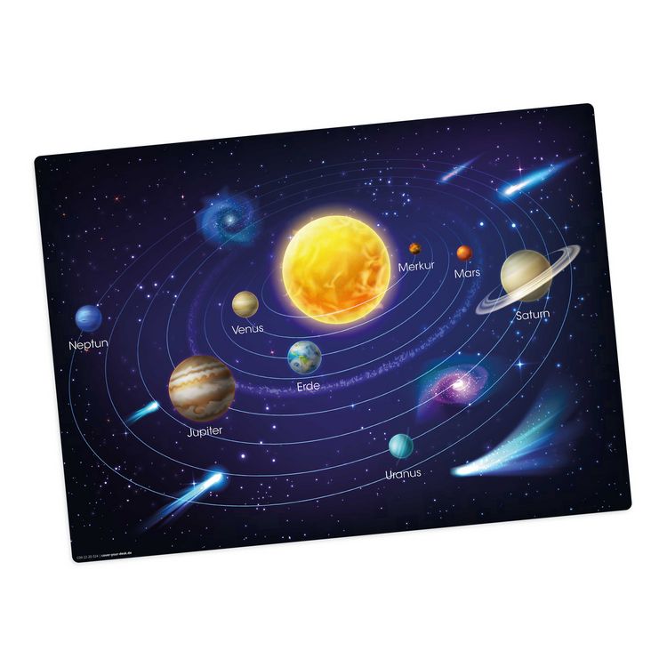 Produktbild: Tischsetmacher Tischset f&uuml;r Kinder Unser Sonnensystem II, aus hochwertigem Vinyl , 44 x 32 cm
