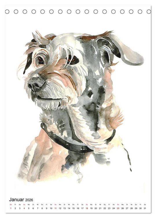 Produktbild: Hunde Portr&auml;ts in Aquarell (Tischkalender 2026 DIN A5 hoch), CALVENDO Monatskalender