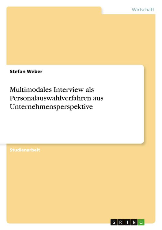 Produktbild: Multimodales Interview als Personalauswahlverfahren aus Unternehmensperspektive