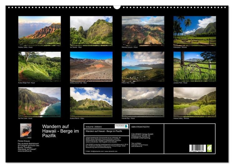 Produktbild: Wandern auf Hawaii - Berge im Pazifik (Wandkalender 2026 DIN A2 quer), CALVENDO Monatskalender