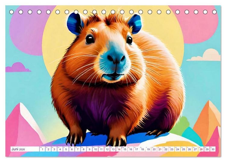 Produktbild: Wasserschweine. Mit Capybaras durch Fluss, Feld und Jahreszeiten (Tischkalender 2026 DIN A5 quer), CALVENDO Monatskalender