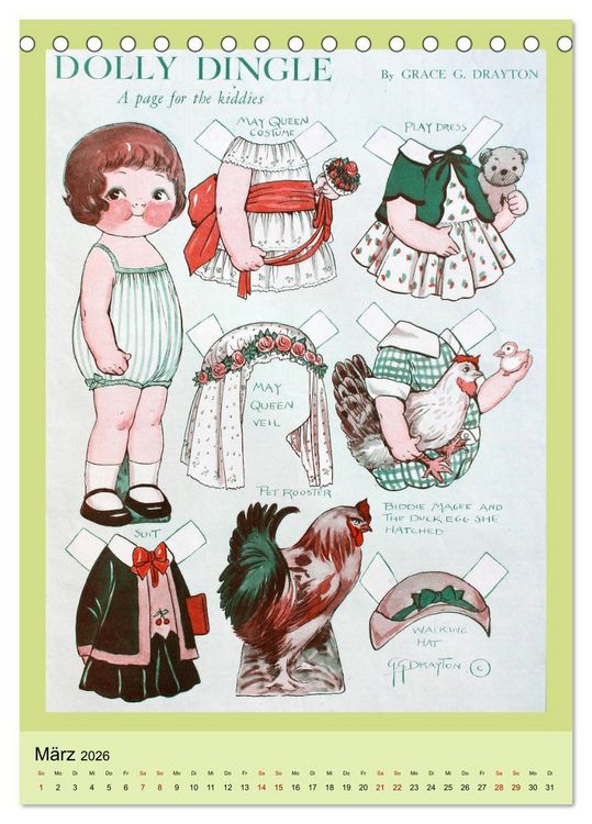 Produktbild: Dolly Dingle Kalender - Anziehpuppen von Grace G. Drayton (Tischkalender 2026 DIN A5 hoch), CALVENDO Monatskalender