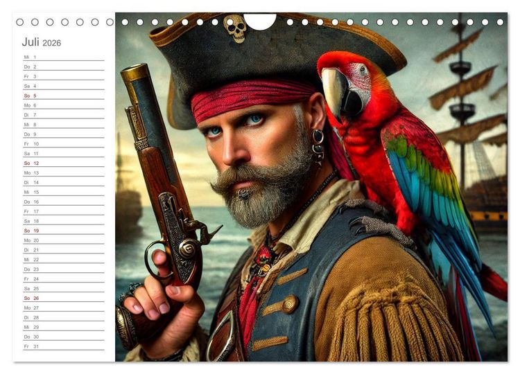 Produktbild: KI Piraten - Abenteuer der Seer&auml;uber auf hoher See (Wandkalender 2026 DIN A4 quer), CALVENDO Monatskalender