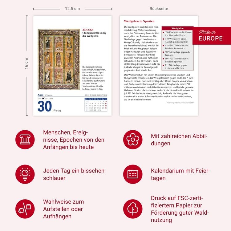 Produktbild: Abenteuer Geschichte Tagesabrei&szlig;kalender 2027 - Menschen, Ereignisse, Epochen - von den Anf&auml;ngen bis heute