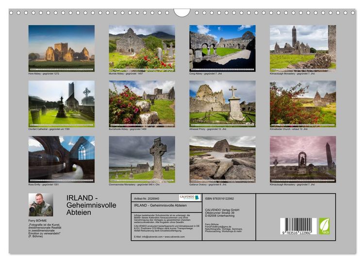Produktbild: IRLAND - Geheimnisvolle Abteien (Wandkalender 2026 DIN A3 quer), CALVENDO Monatskalender