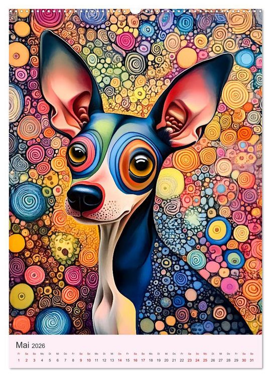 Produktbild: Pop-Art Hunde - Moderne, verr&uuml;ckte Hundeportr&auml;ts (Wandkalender 2026 DIN A2 hoch), CALVENDO Monatskalender