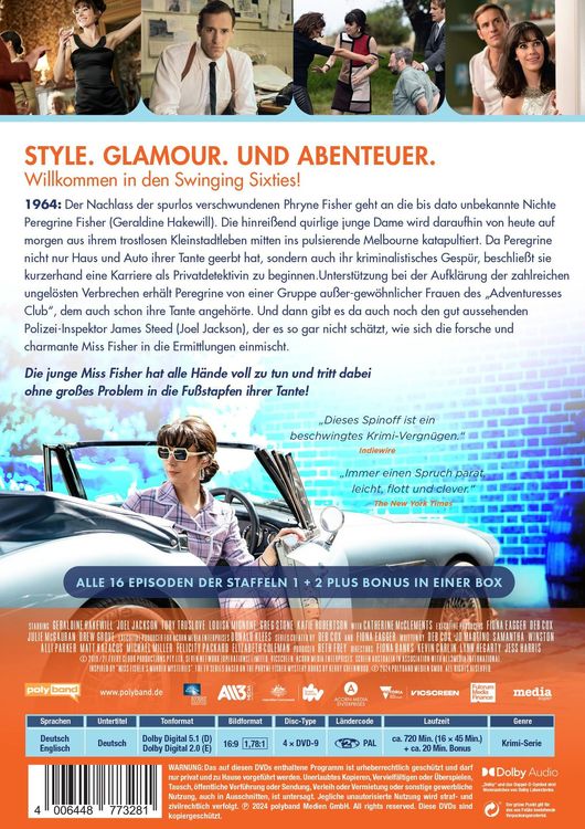 Produktbild: Miss Fishers neue mysteri&ouml;se Mordf&auml;lle - Die komplette Serie [4 DVDs]