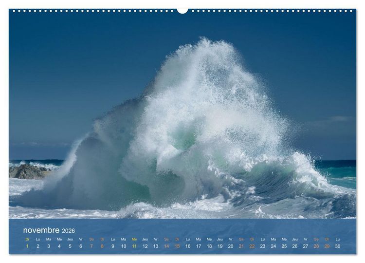 Produktbild: Temp&ecirc;tes c&ocirc;ti&egrave;res - La puissance brute des vagues (Calendrier mural 2026 DIN A2 vertical), CALVENDO calendrier mensuel