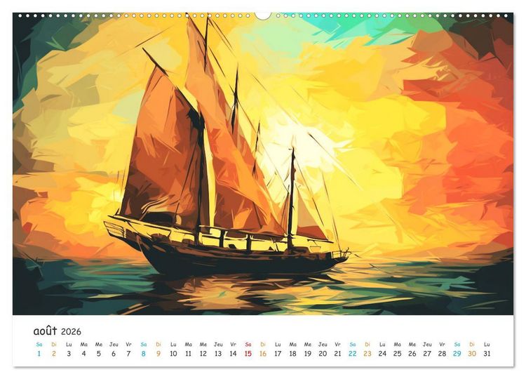 Produktbild: Voiles au gr&eacute; du temps (Calendrier mural 2026 DIN A2 vertical), CALVENDO calendrier mensuel