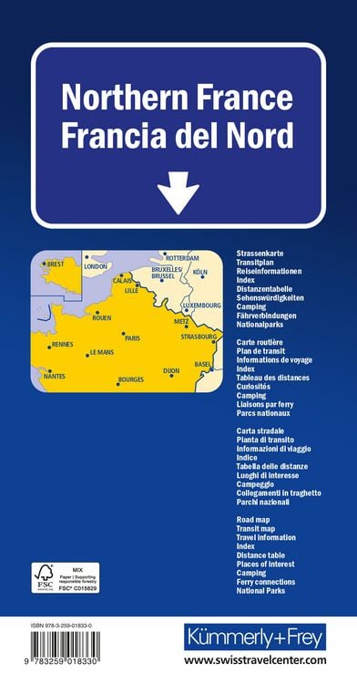 Produktbild: K&uuml;mmerly+Frey Strassenkarte Frankreich Nord 1:600.000