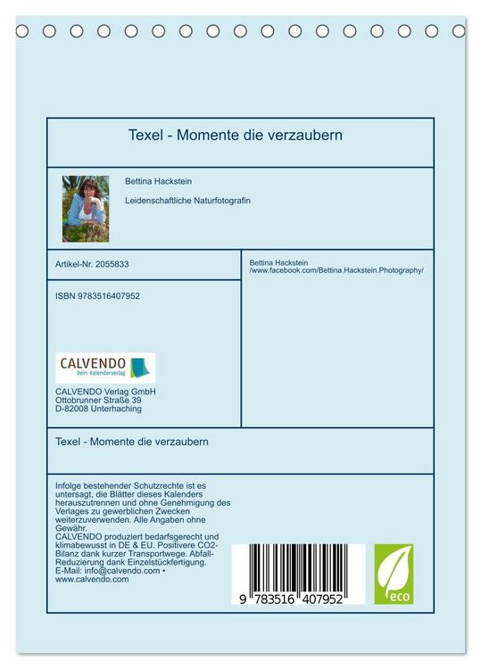 Produktbild: Texel - Momente die verzaubern (Tischkalender 2026 DIN A5 hoch), CALVENDO Monatskalender