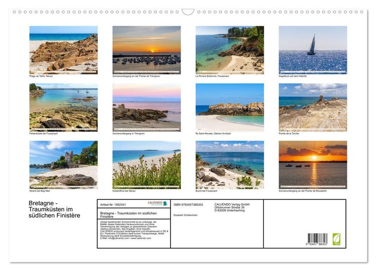 Produktbild: Bretagne - Traumk&uuml;sten im s&uuml;dlichen Finist&egrave;re (Wandkalender 2026 DIN A2 quer), CALVENDO Monatskalender