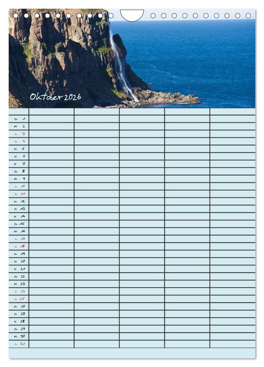 Produktbild: Island Familienplaner (Wandkalender 2026 DIN A4 hoch), CALVENDO Monatskalender