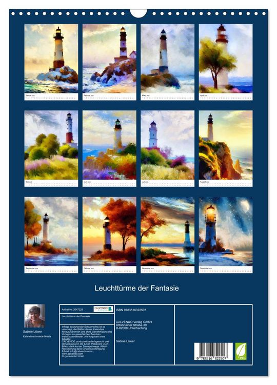 Produktbild: Leuchtt&uuml;rme der Fantasie (Wandkalender 2026 DIN A3 hoch), CALVENDO Monatskalender