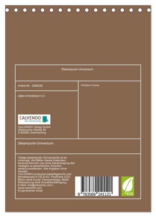 Produktbild: Steampunk-Universum (Tischkalender 2027 DIN A5 hoch), CALVENDO Monatskalender