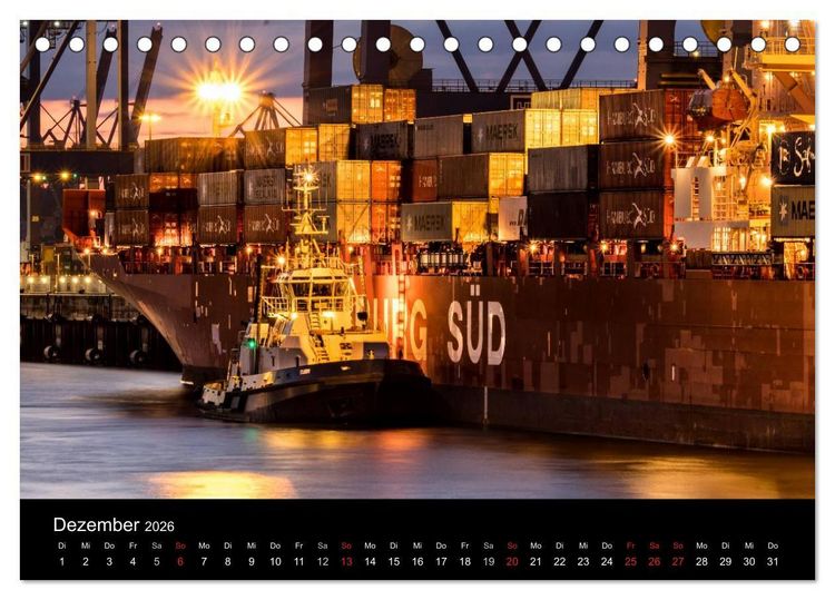 Produktbild: Der Hafen Hamburg bei Tag und Nacht (Tischkalender 2026 DIN A5 quer), CALVENDO Monatskalender