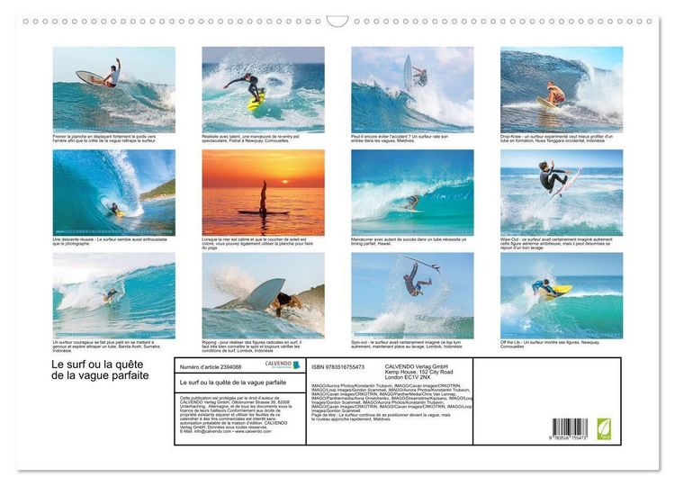 Produktbild: Le surf ou la qu&ecirc;te de la vague parfaite (Calendrier mural 2027 DIN A2 vertical), CALVENDO calendrier mensuel