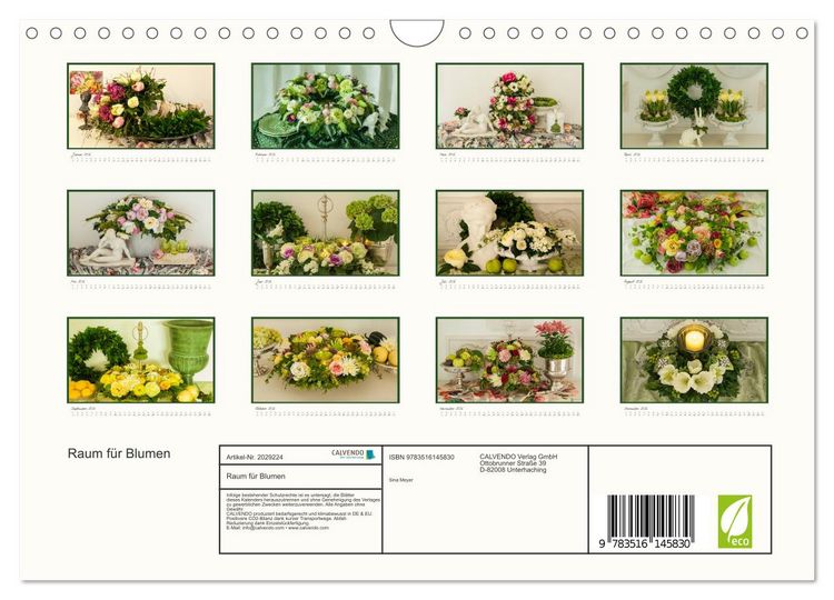 Produktbild: Raum f&uuml;r Blumen (Wandkalender 2026 DIN A4 quer), CALVENDO Monatskalender