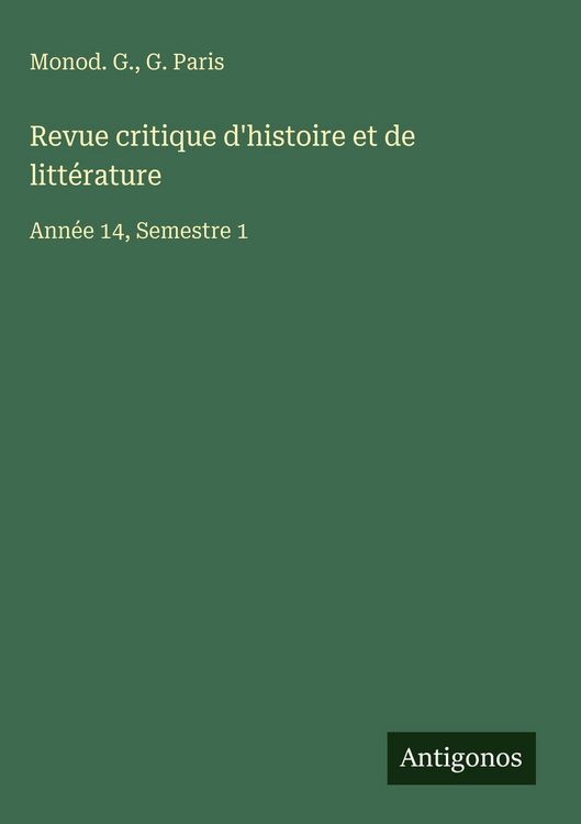 Produktbild: Revue critique d'histoire et de litt&eacute;rature