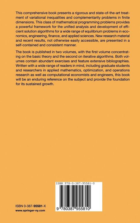 Produktbild: Finite-Dimensional Variational Inequalities and Complementarity Problems