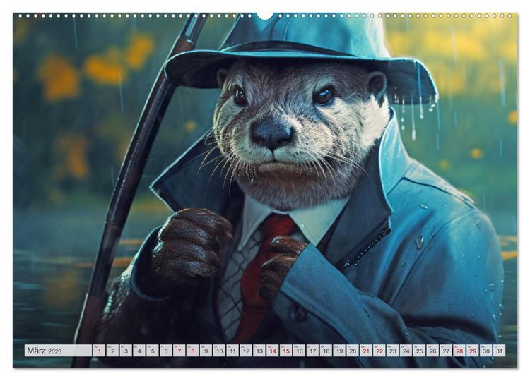 Produktbild: Otter bei der Arbeit (Wandkalender 2026 DIN A2 quer), CALVENDO Monatskalender