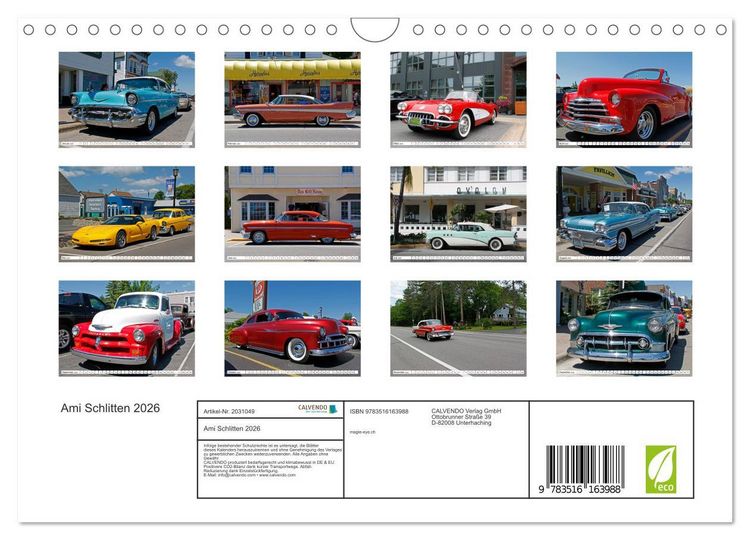 Produktbild: Ami Schlitten 2026 (Wandkalender 2026 DIN A4 quer), CALVENDO Monatskalender