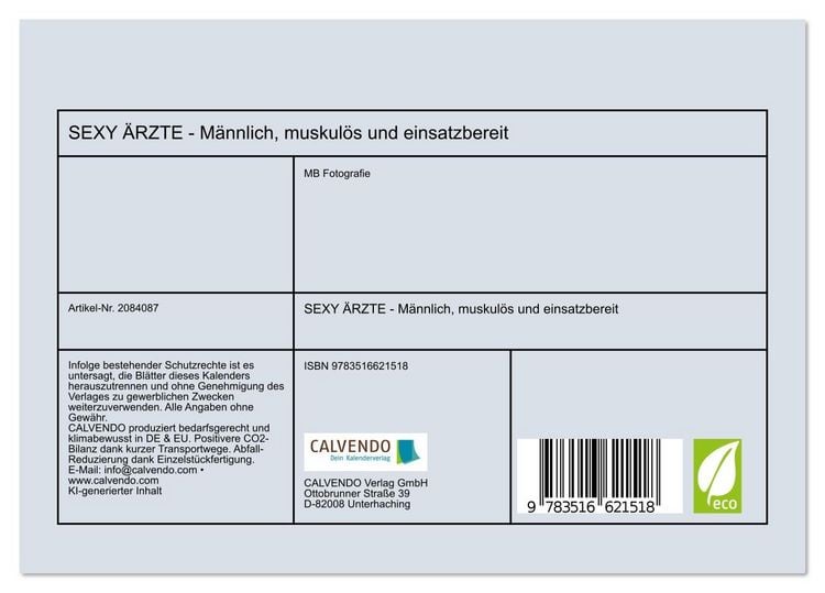 Produktbild: SEXY &Auml;RZTE - M&auml;nnlich, muskul&ouml;s und einsatzbereit (Tischkalender 2026 DIN A5 quer), CALVENDO Monatskalender