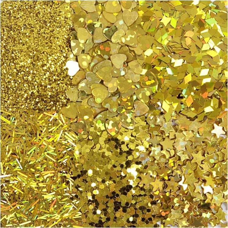 Produktbild: Creativ Company Biologisch abbaubarer Sparkles & Pailletten, Gold, 6x7 ml