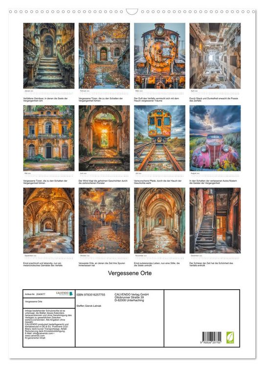 Produktbild: Vergessene Orte (Wandkalender 2026 DIN A2 hoch), CALVENDO Monatskalender