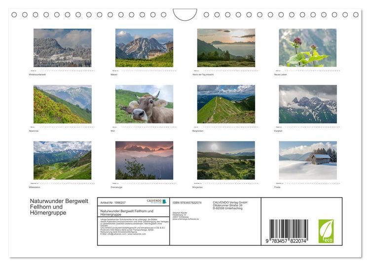 Produktbild: Naturwunder Bergwelt Fellhorn und H&ouml;rnergruppe (Wandkalender 2026 DIN A4 quer), CALVENDO Monatskalender