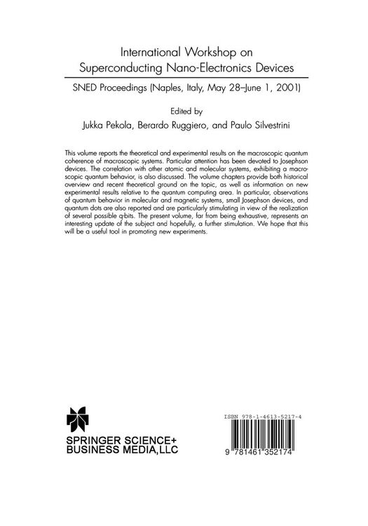 Produktbild: International Workshop on Superconducting Nano-Electronics Devices
