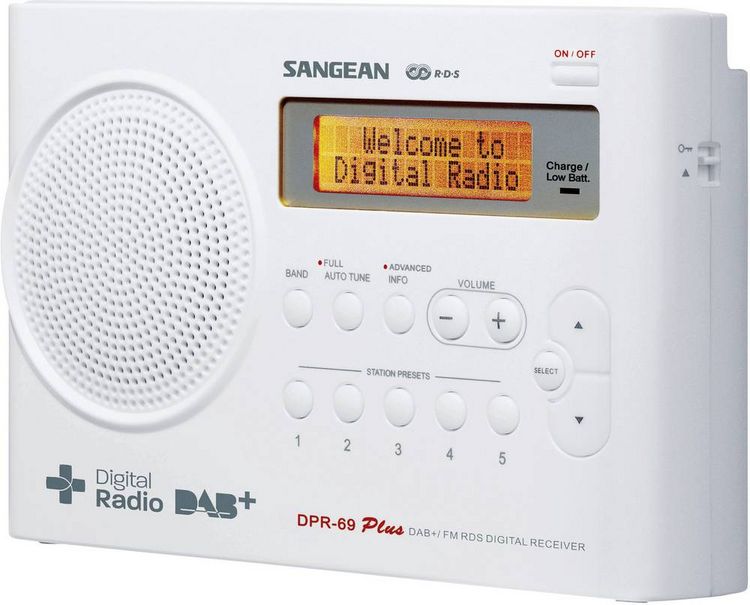 Produktbild: Sangean DPR-69+ Kofferradio DAB+, UKW Akku-Ladefunktion Wei&szlig;