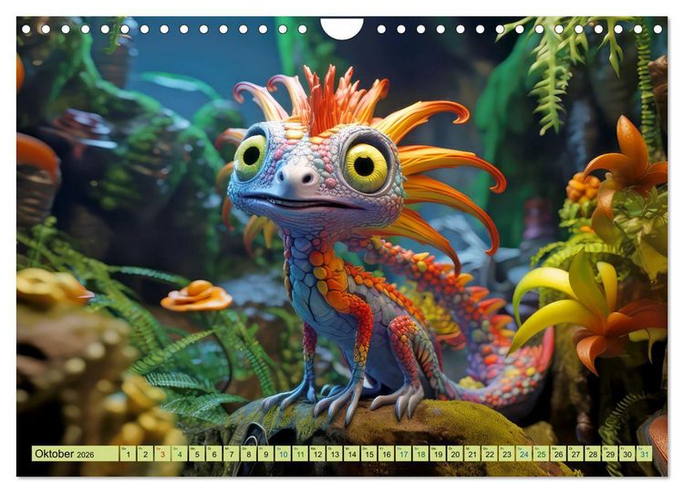 Produktbild: Farbenfrohe Fantasiedrachen (Wandkalender 2026 DIN A4 quer), CALVENDO Monatskalender