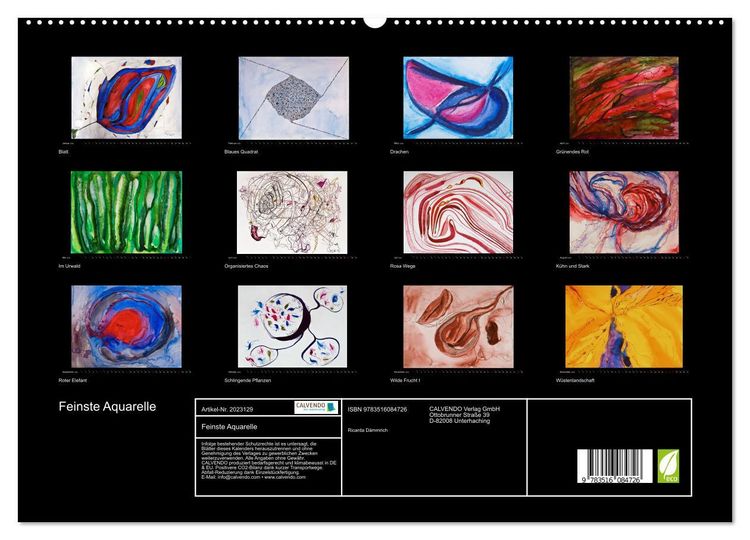 Produktbild: Feinste Aquarelle (hochwertiger Premium Wandkalender 2026 DIN A2 quer), Kunstdruck in Hochglanz