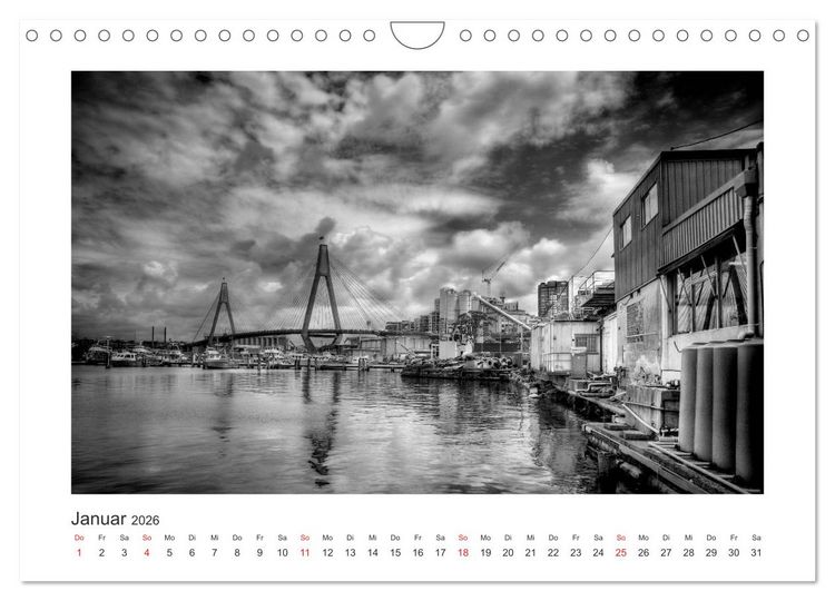 Produktbild: SYDNEY Monochrom (Wandkalender 2026 DIN A4 quer), CALVENDO Monatskalender